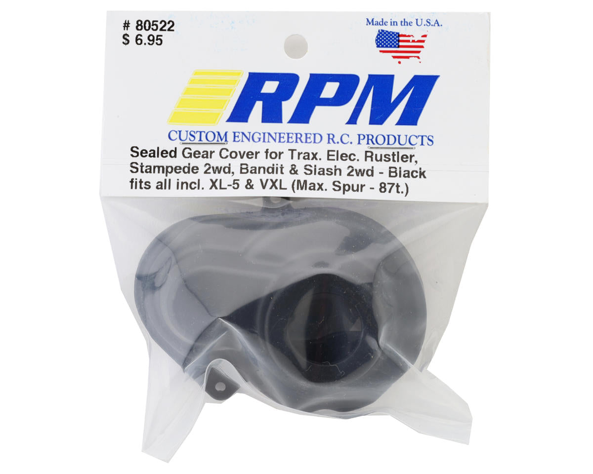 RPM Traxxas Sealed Gear Cover, for e-Rustler/Stampede 2wd/Bandit/Slash, Black