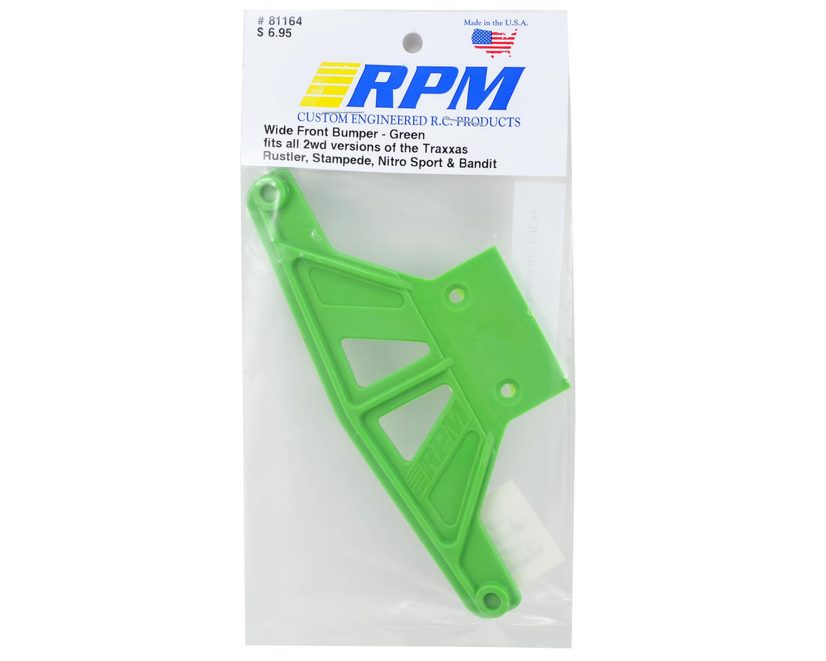 RPM Traxxas Wide Front Bumper, for Rustler/Stampede/ Nitro Sport/Bandit, Green