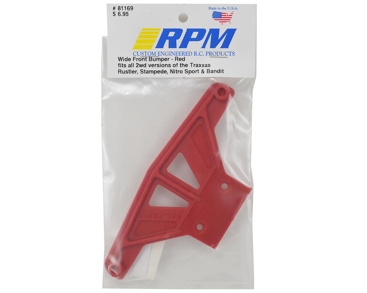 RPM Traxxas Wide Front Bumper, for Rustler/Stampede/ Nitro Sport/Bandit, Red