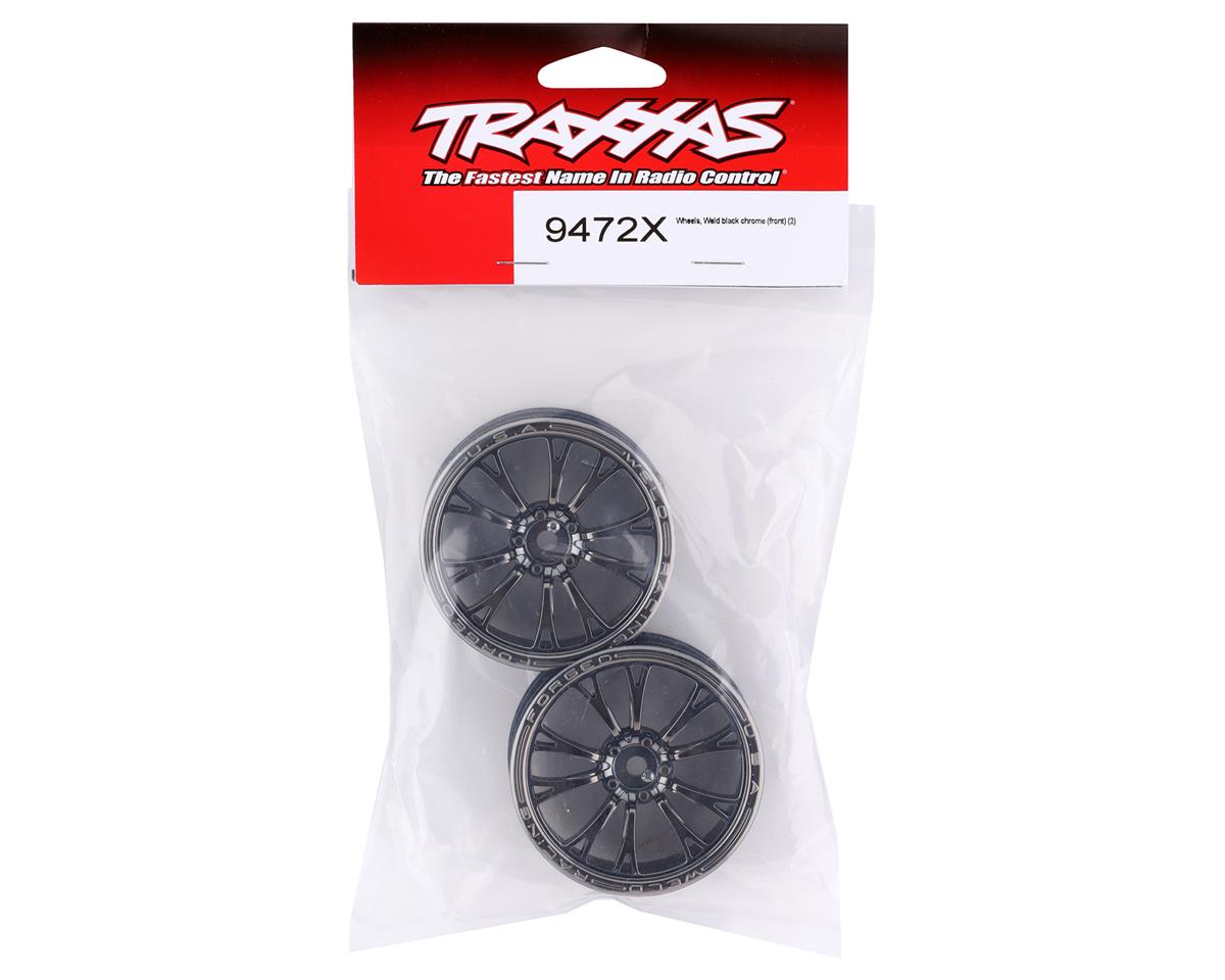 Traxxas Weld Front Drag Wheels w/12mm Hex (Black Chrome) (2)