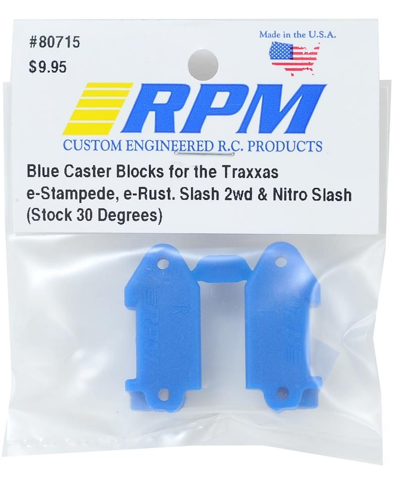 RPM Traxxas Caster Blocks Slash 2wd, Electric Rustler/Stampede (Blue)