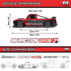 Arrma Infraction Grom 3S BLX 1/12 4WD RTR Brushless Street Bash Truck w/2.4GHz Radio, DSC, Battery & Charger