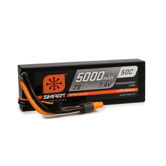 Spektrum 7.4V 2S 5000mAh Smart LiPo Hard Case 50C Battery Pack w/IC3 Connector