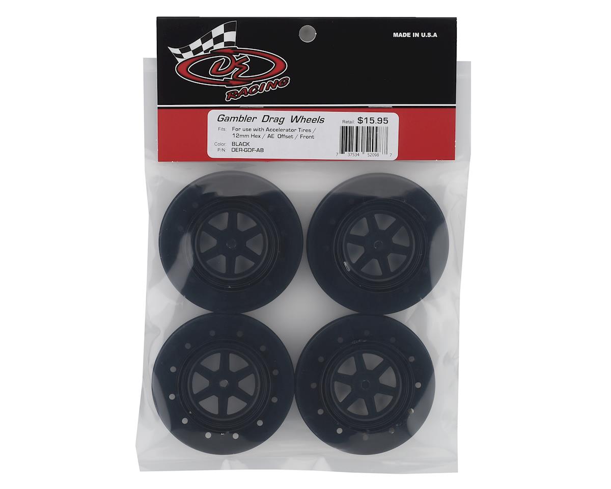 DE Racing Gambler Drag Racing Front Wheels (Black) w/12mm Hex