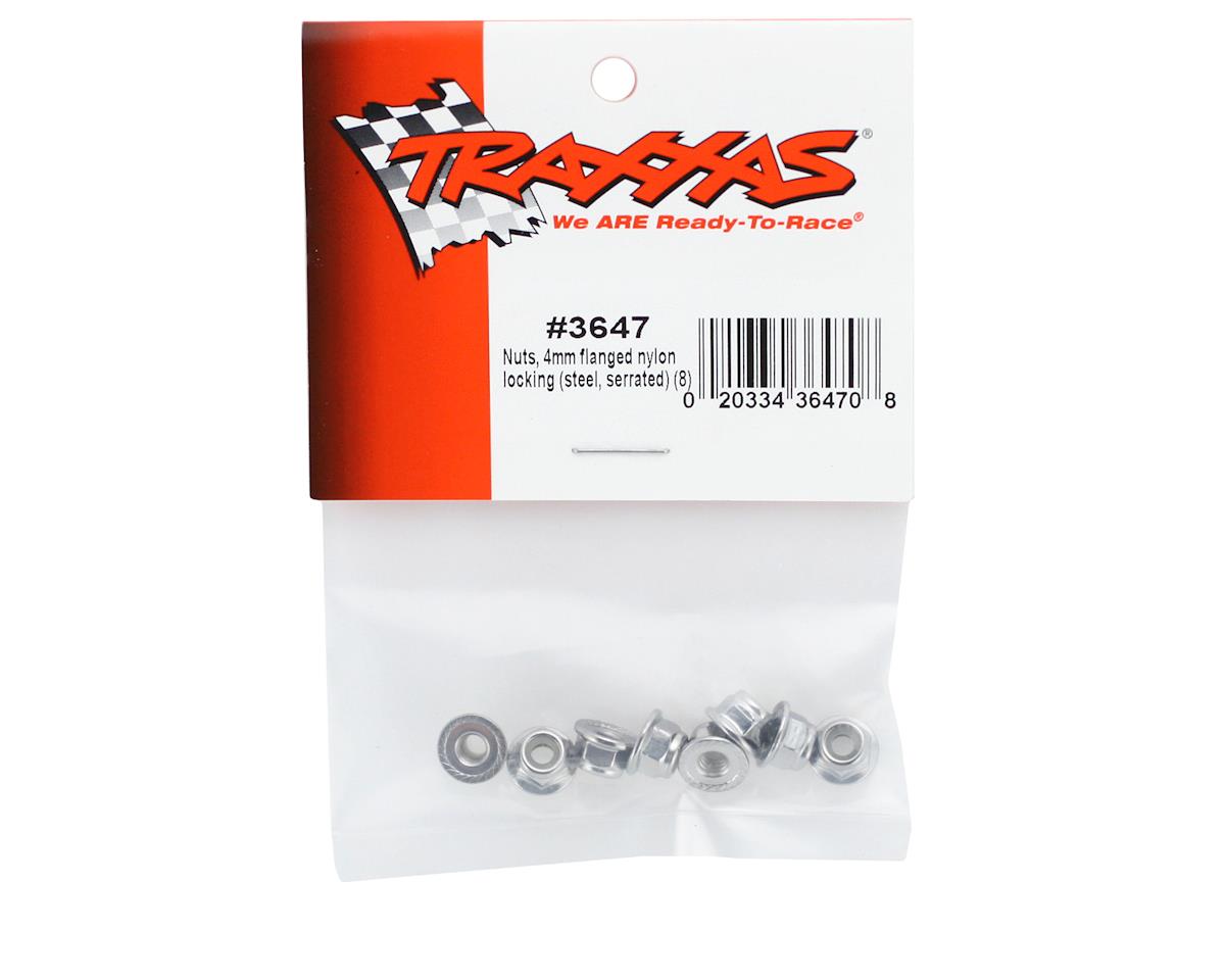 Traxxas 4mm Steel Flanged Serrated Nylon Locknut (8)